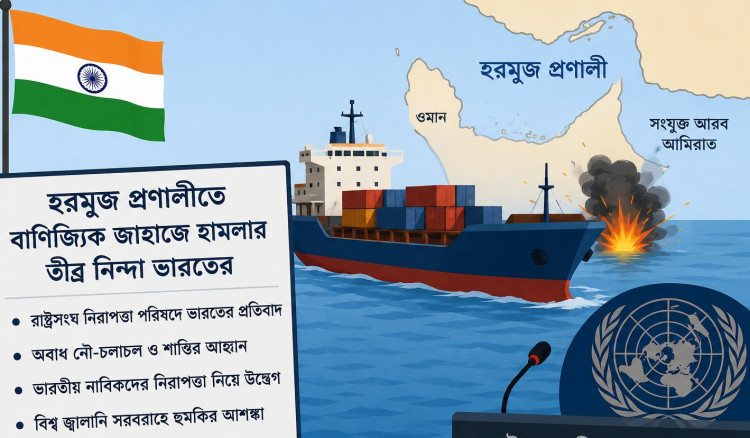 
হরমুজ প্রণালীতে বাণিজ্যিক জাহাজে হামলার তীব্র নিন্দা ভারতের, রাষ্ট্রসংঘে শান্তি ও অবাধ নৌ-চলাচলের পক্ষে জোরালো বার্তা

